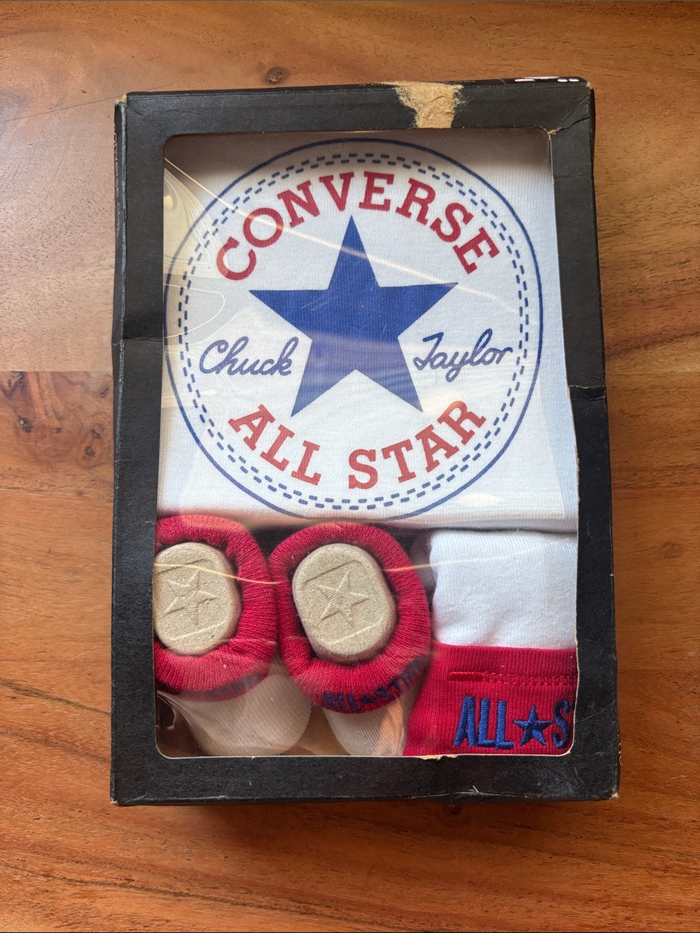 Converse Baby Bib and Sock Set - White, Red, Blue